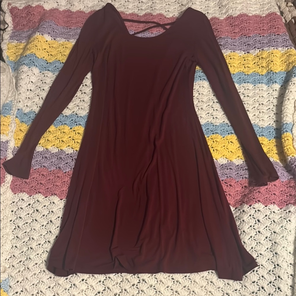 SO Red Bell Sleeve A-Line Dress
